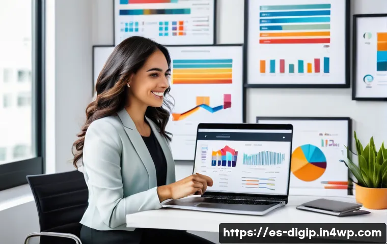 디지털 도구를 이용한 개인 브랜드 구축 방법 - A professional Hispanic woman in her 30s confidently managing multiple social media platforms on a s...