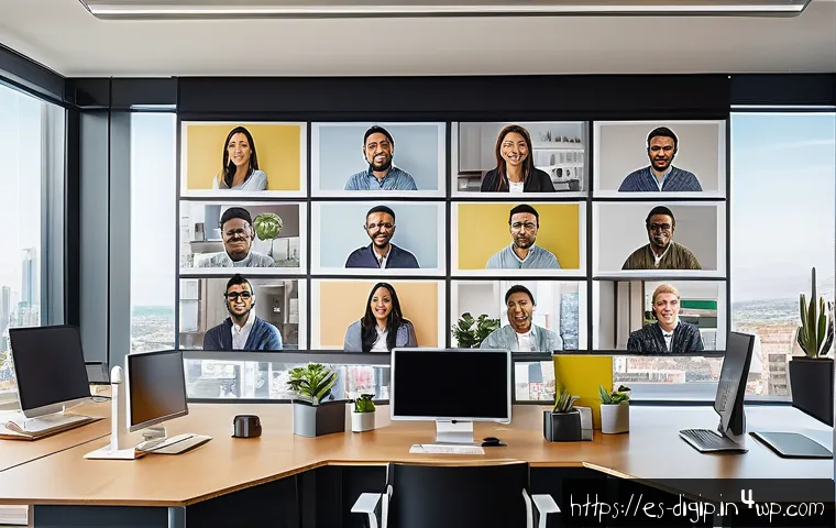 사용자 경험 개선을 위한 도구 활용법 - A sleek, modern digital workspace showing a diverse team collaborating remotely via video calls and ...