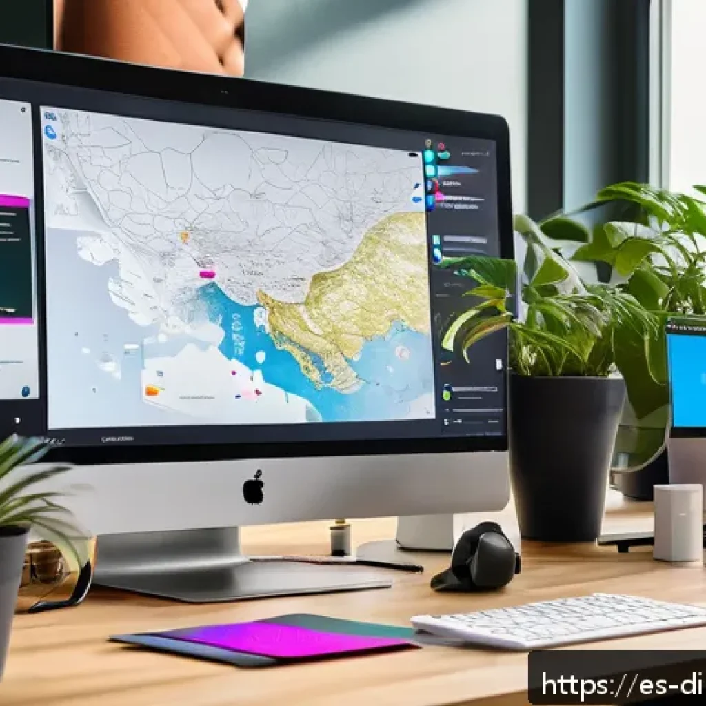 창의성을 높이는 온라인 툴 활용 사례 - A vibrant digital creative workspace showcasing a diverse team of young professionals collaborating ...