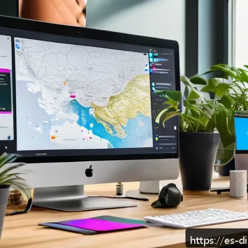 Home 17 창의성을 높이는 온라인 툴 활용 사례 - A vibrant digital creative workspace showcasing a diverse team of young professionals collaborating ...